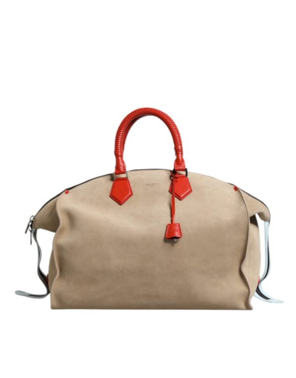 Dolce & Gabbana Beige Suede Leather Top Handle Duffle Bag - Image 2