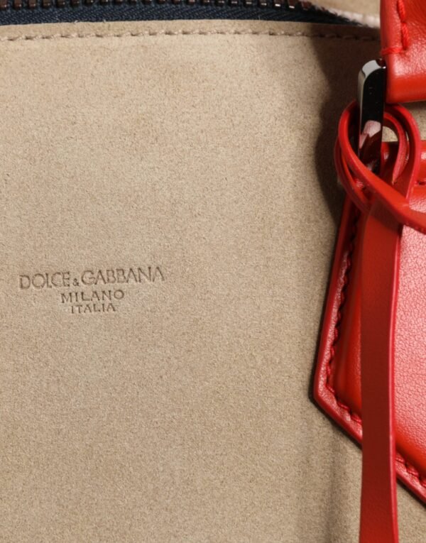 Dolce & Gabbana Beige Suede Leather Top Handle Duffle Bag - Image 3