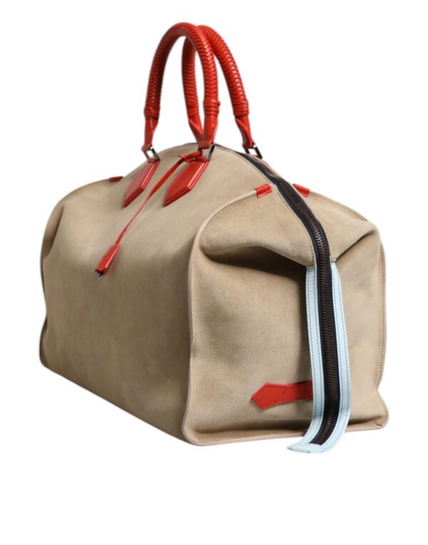 Dolce & Gabbana Beige Suede Leather Top Handle Duffle Bag - Image 4