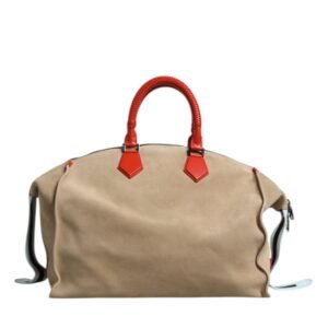 Dolce & Gabbana Beige Suede Leather Top Handle Duffle Bag