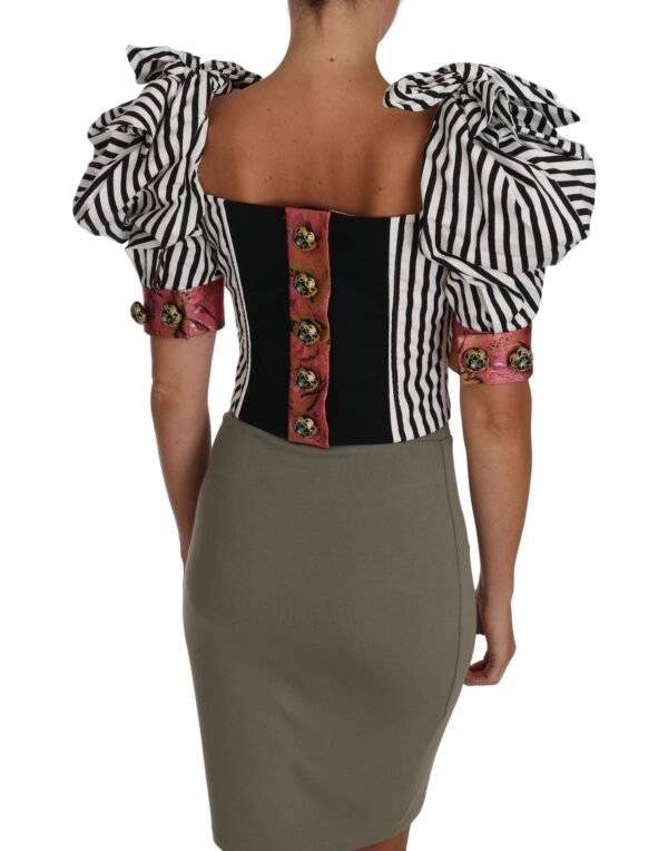 Dolce & Gabbana Elegant Cropped Corset Top with Crystal Buttons - Image 4