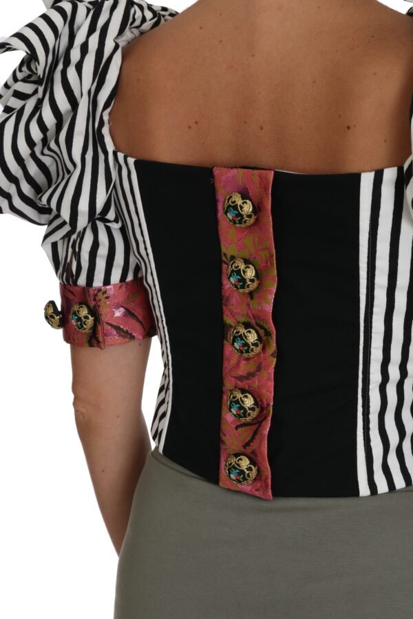 Dolce & Gabbana Elegant Cropped Corset Top with Crystal Buttons - Image 5