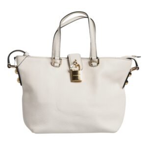 Dolce & Gabbana White Leather Top Handle Tote Crossbody Bag