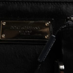 Dolce & Gabbana Black Leather Logo Plaque Keyring Multifunctional Kit Bag