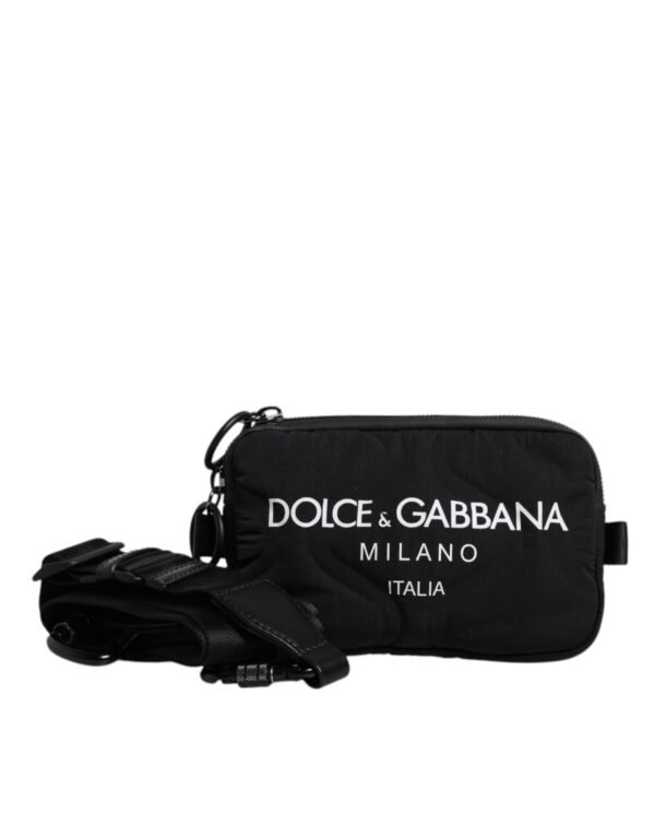 Dolce & Gabbana Black Nylon Logo Purse Crossbody Sling Bag - Image 7