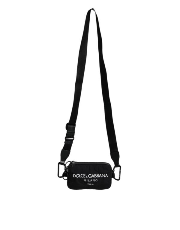 Dolce & Gabbana Black Nylon Logo Purse Crossbody Sling Bag - Image 8