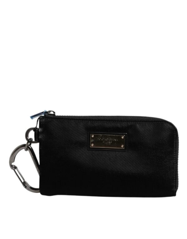 Dolce & Gabbana Black Nylon Logo Plaque Keyring Pouch Clutch Bag - Image 2