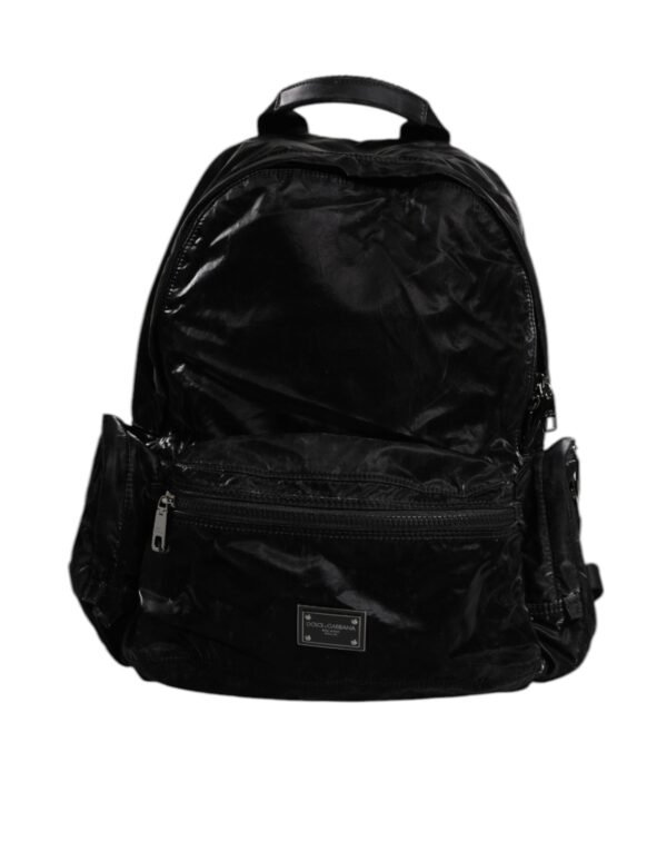 Dolce & Gabbana Black Nylon Logo Plaque Travel School Backpack Bag - Image 2