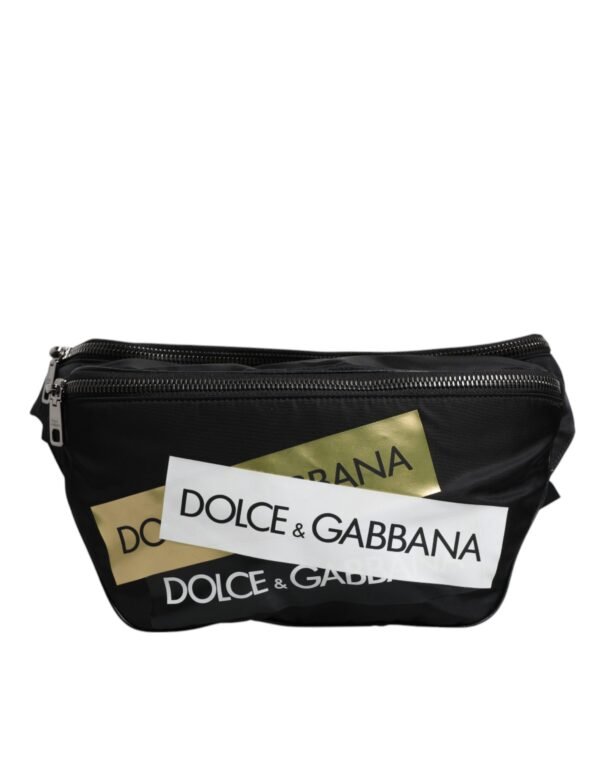 Dolce & Gabbana Black Nylon Logo Tape Belt Waist Fanny Pack Bag - Image 2