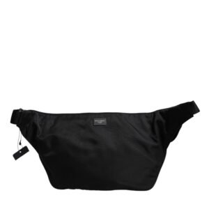 Dolce & Gabbana Black Nylon Logo Tape Belt Waist Fanny Pack Bag