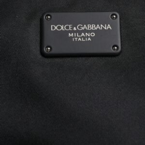 Dolce & Gabbana Black Nylon Logo Tape Belt Waist Fanny Pack Bag