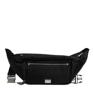 Dolce & Gabbana Black Polyester Logo Plaque Belt Waist Men Fanny Pack Bag