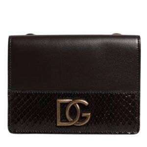 Dolce & Gabbana Brown Leather Bifold DG Logo Cardholder Sling Strap Wallet