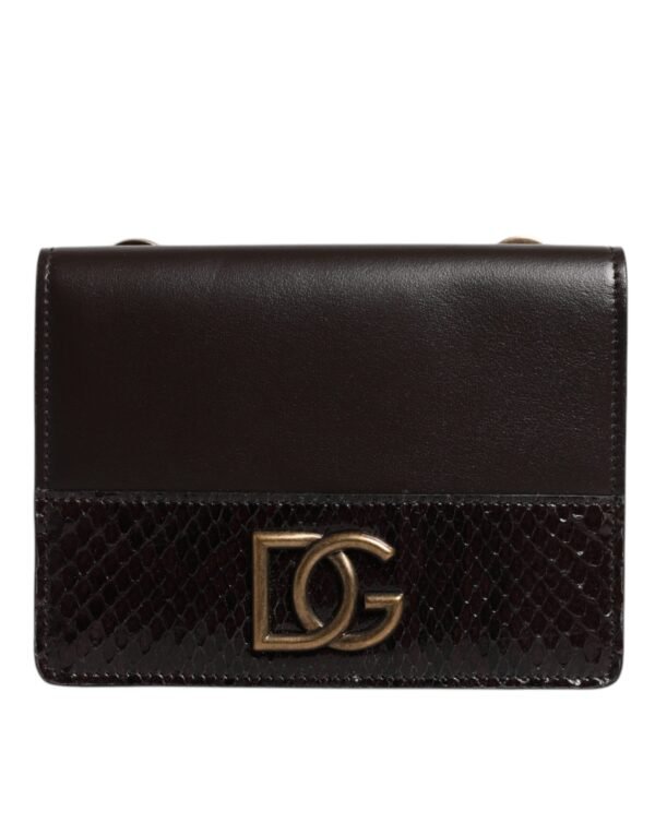 Dolce & Gabbana Brown Leather Bifold DG Logo Cardholder Sling Strap Wallet - Image 2