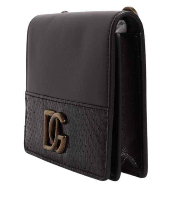 Dolce & Gabbana Brown Leather Bifold DG Logo Cardholder Sling Strap Wallet - Image 3