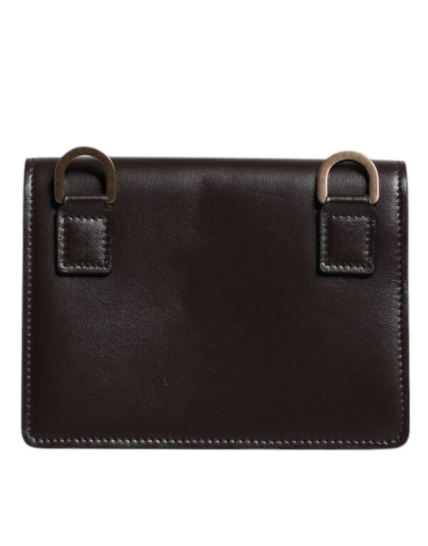 Dolce & Gabbana Brown Leather Bifold DG Logo Cardholder Sling Strap Wallet - Image 4