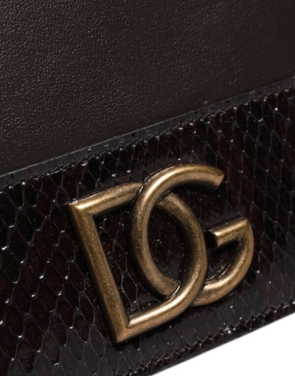 Dolce & Gabbana Brown Leather Bifold DG Logo Cardholder Sling Strap Wallet - Image 6