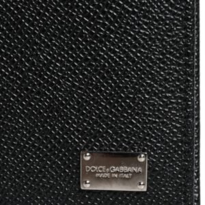 Dolce & Gabbana Black Leather Bifold Card Holder Men Logo Plaque Wallet