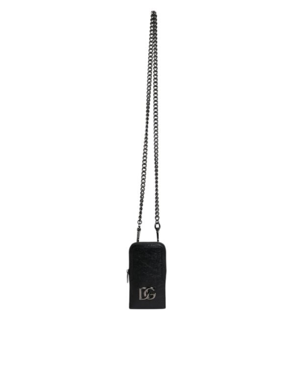 Dolce & Gabbana Black Leather Purse Crossbody Chain Sling Phone Bag - Image 2