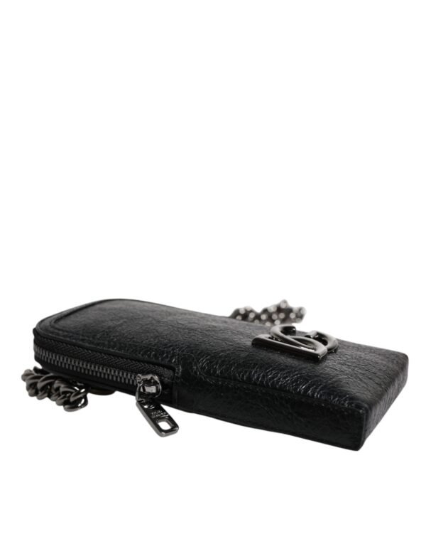 Dolce & Gabbana Black Leather Purse Crossbody Chain Sling Phone Bag - Image 7