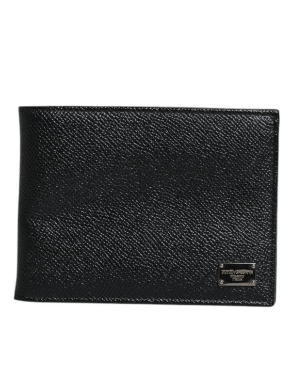 Dolce & Gabbana Black Leather Bifold Card Holder Men Logo Plaque Wallet - Image 2