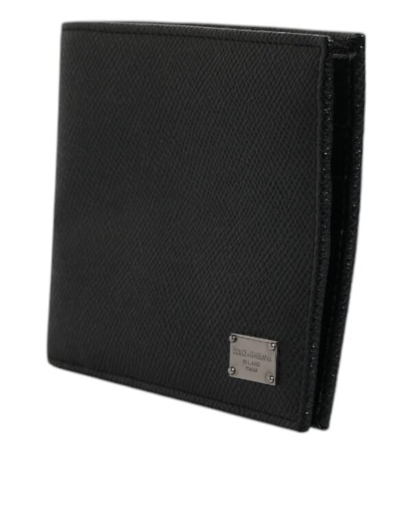 Dolce & Gabbana Black Leather Bifold Card Holder Men Logo Plaque Wallet - Image 3