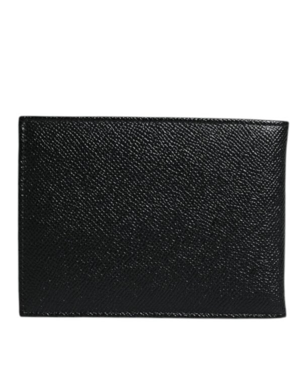 Dolce & Gabbana Black Leather Bifold Card Holder Men Logo Plaque Wallet - Image 4