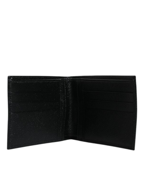 Dolce & Gabbana Black Leather Bifold Card Holder Men Logo Plaque Wallet - Image 6