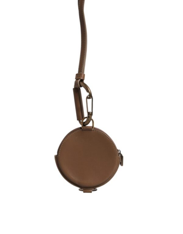 Dolce & Gabbana Brown Round Leather DG Logo Coin Purse Lanyard Wallet - Image 5