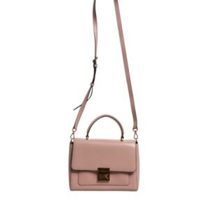 Michael Kors Pink Leather Logo Plaque Crossbody MINDY Satchel Bag