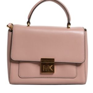 Michael Kors Pink Leather Logo Plaque Crossbody MINDY Satchel Bag