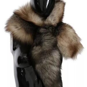 Dolce & Gabbana Brown Fox Tail Fur Shawl Neck Wrap Cover Collar Scarf