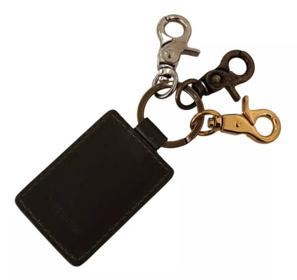 Dolce & Gabbana Green Leather D&G Logo Metal Ring Hook Keyring Keychain - Image 4