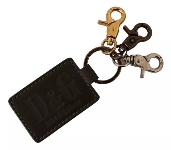 Dolce & Gabbana Green Leather D&G Logo Metal Ring Hook Keyring Keychain - Image 2