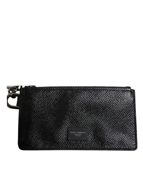 Dolce & Gabbana Black Calfskin Leather DG Logo Card Holder Wallet - Image 6