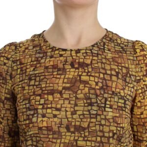 Dolce & Gabbana Sicilian Mosaic Print Silk Blouse