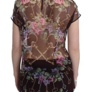 Dolce & Gabbana Elegant Floral Silk Blouse with Cap Sleeves