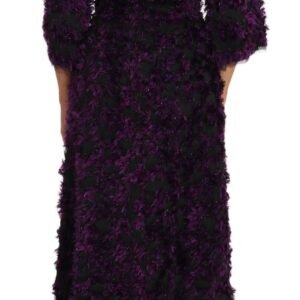 Dolce & Gabbana Elegant Fringe Sheath Dress in Purple & Black