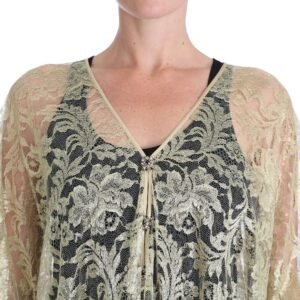 Dolce & Gabbana Golden Floral Lace Kaftan Sundress