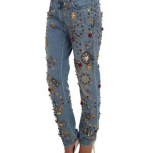 Dolce & Gabbana Enchanted Sicily Crystal Heart Boyfriend Jeans