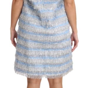 Dolce & Gabbana Elegant Light Blue Fringe Shift Dress