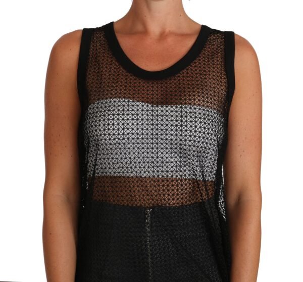 Dolce & Gabbana Elegant Sleeveless Black Mesh Top - Image 3