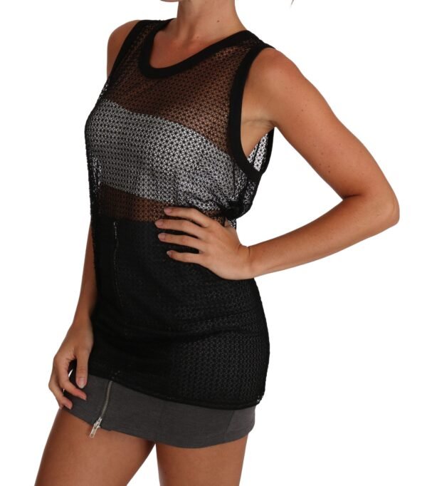 Dolce & Gabbana Elegant Sleeveless Black Mesh Top - Image 4