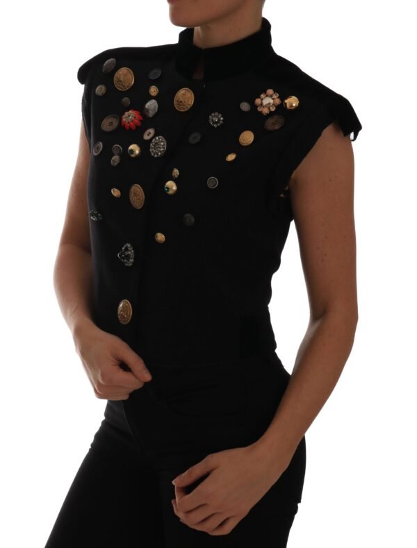 Dolce & Gabbana Embellished Black Military Style Vest - Image 4