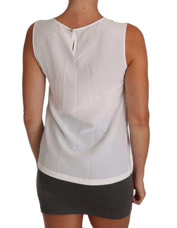 Dolce & Gabbana Elegant Sleeveless White Silk Blouse Top - Image 2