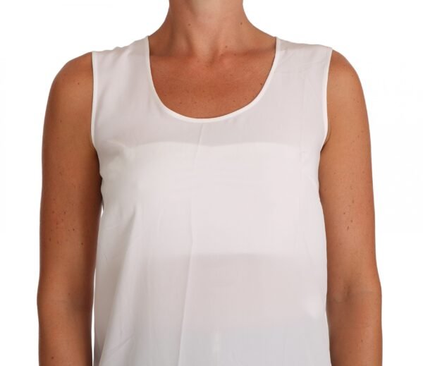 Dolce & Gabbana Elegant Sleeveless White Silk Blouse Top - Image 3