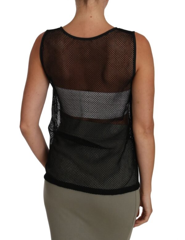 Dolce & Gabbana Elegant Black Mesh Sleeveless Blouse Top - Image 4