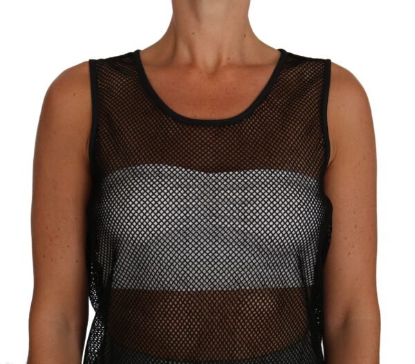 Dolce & Gabbana Elegant Black Mesh Sleeveless Blouse Top - Image 3