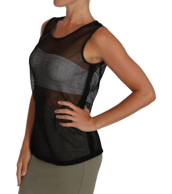 Dolce & Gabbana Elegant Black Mesh Sleeveless Blouse Top - Image 2