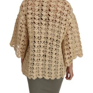 Dolce & Gabbana Chic Beige Crochet Raffia Cardigan